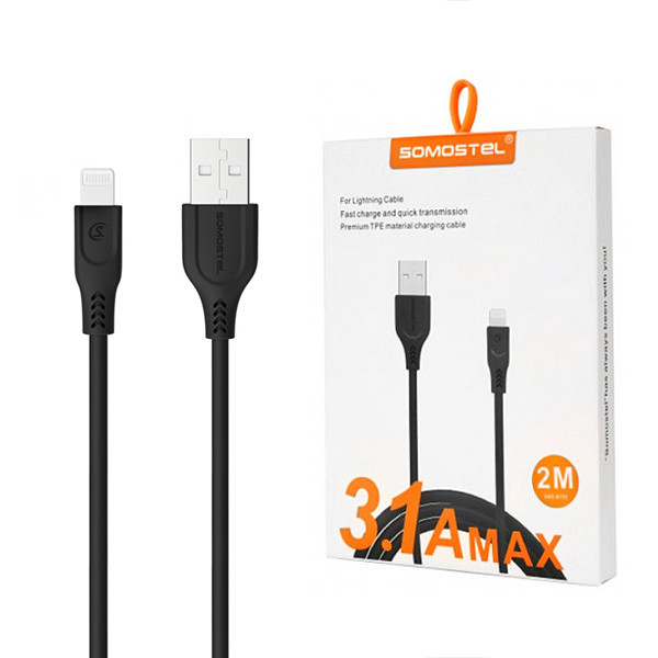 Kabel USB lightning 3.1A 3100mAh hitro polnjenje QC 2m črn