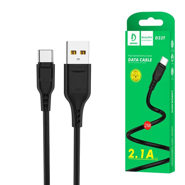 Kabel USB-C 2.1A 2100mAh 2m črn
