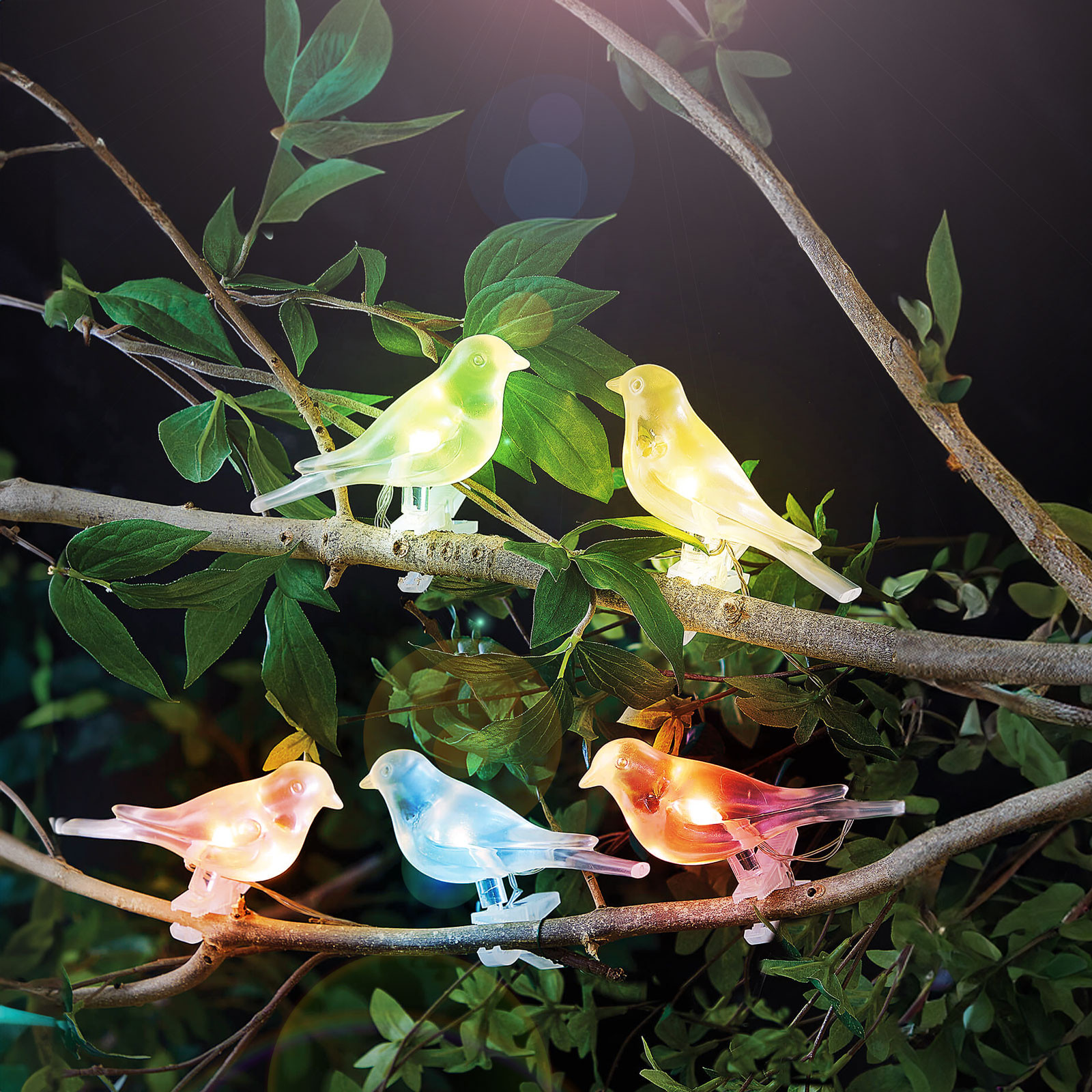 Solarne svetilke v obliki ptic s ščipalkami 80cm RGB LED osvetlitev