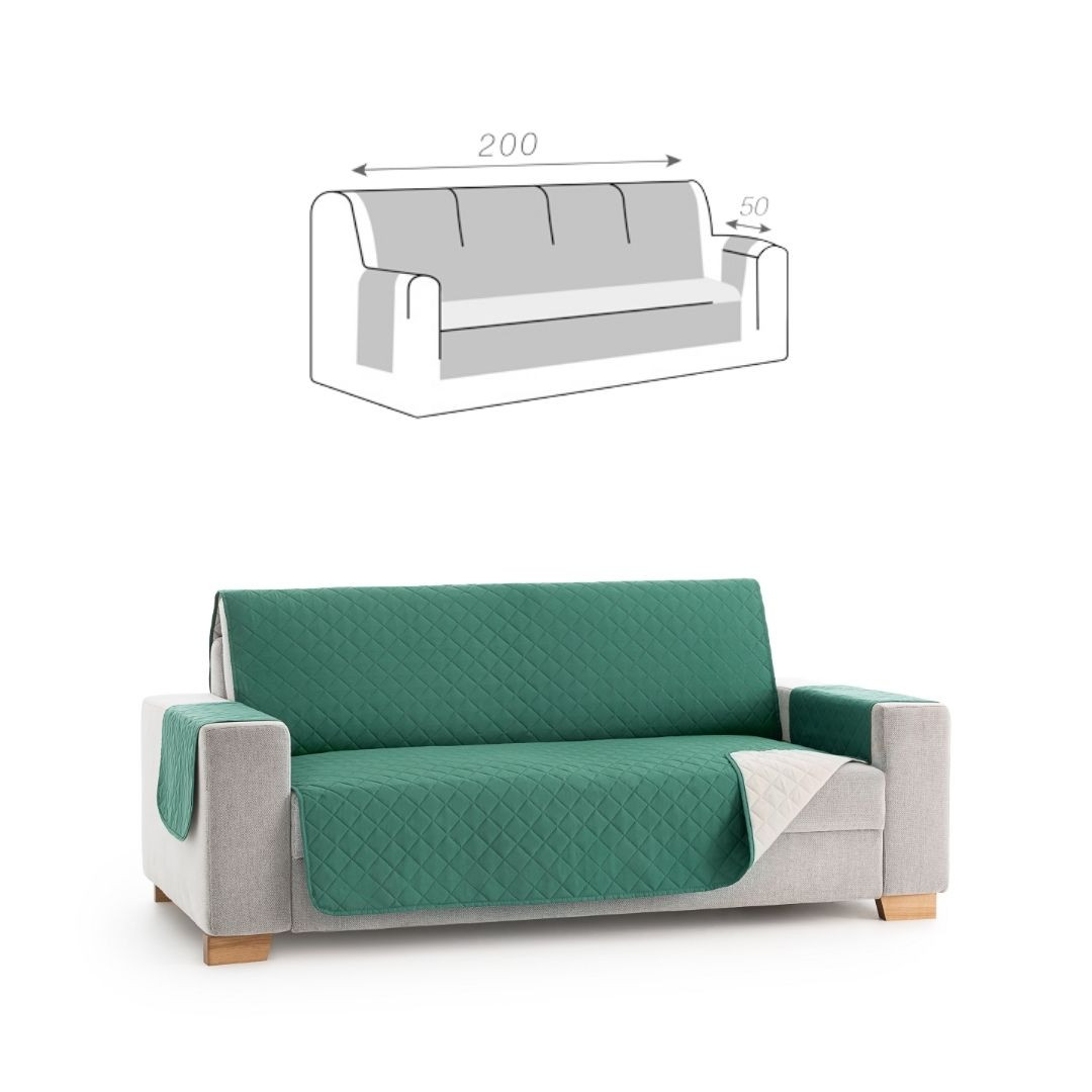 Dvostransko pregrinjalo za kavč - štirised 200 x200 cm zelena / slonokoščena EU kvaliteta