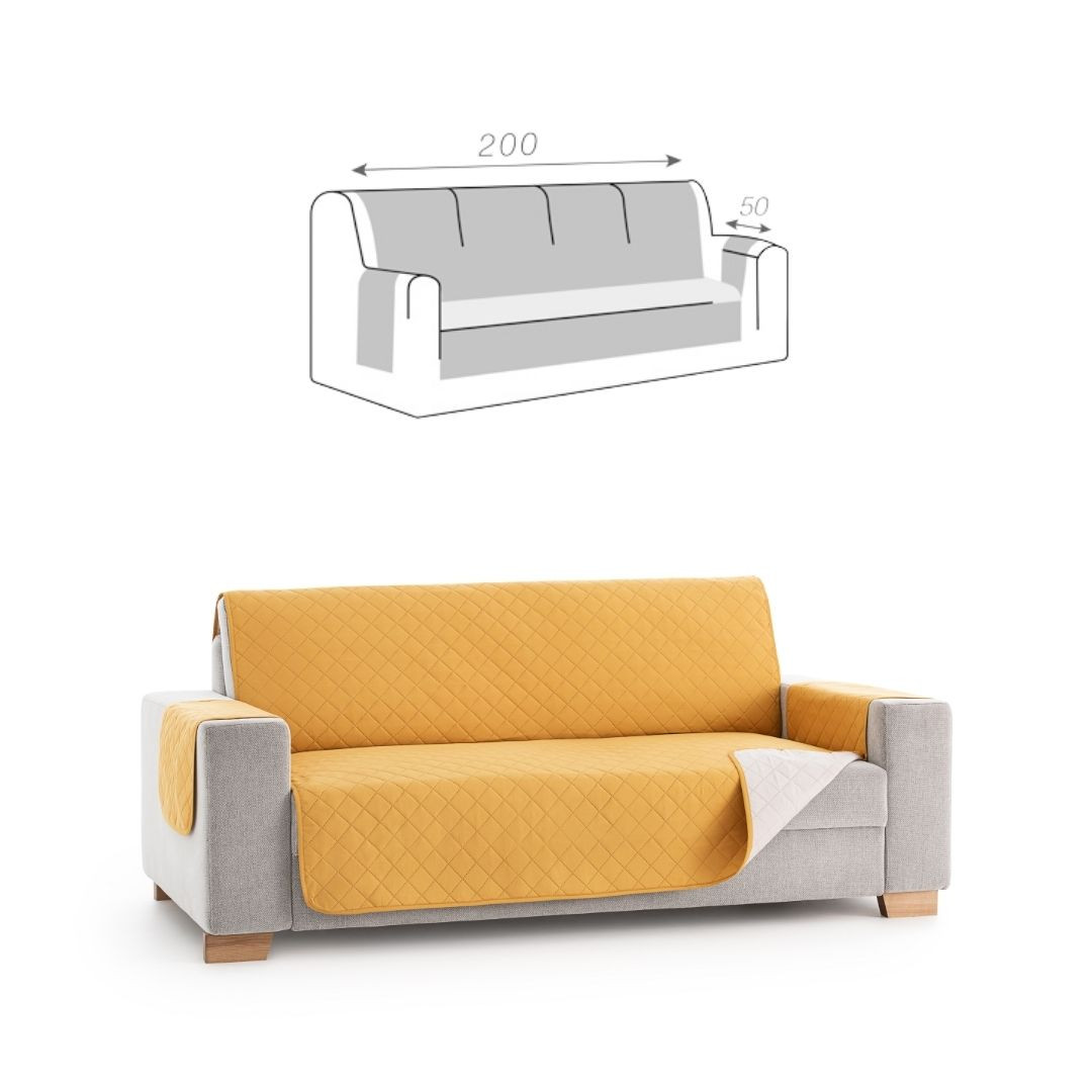 Dvostransko pregrinjalo za kavč - štirised 200 x200 cm rumena / slonokoščena EU kvaliteta