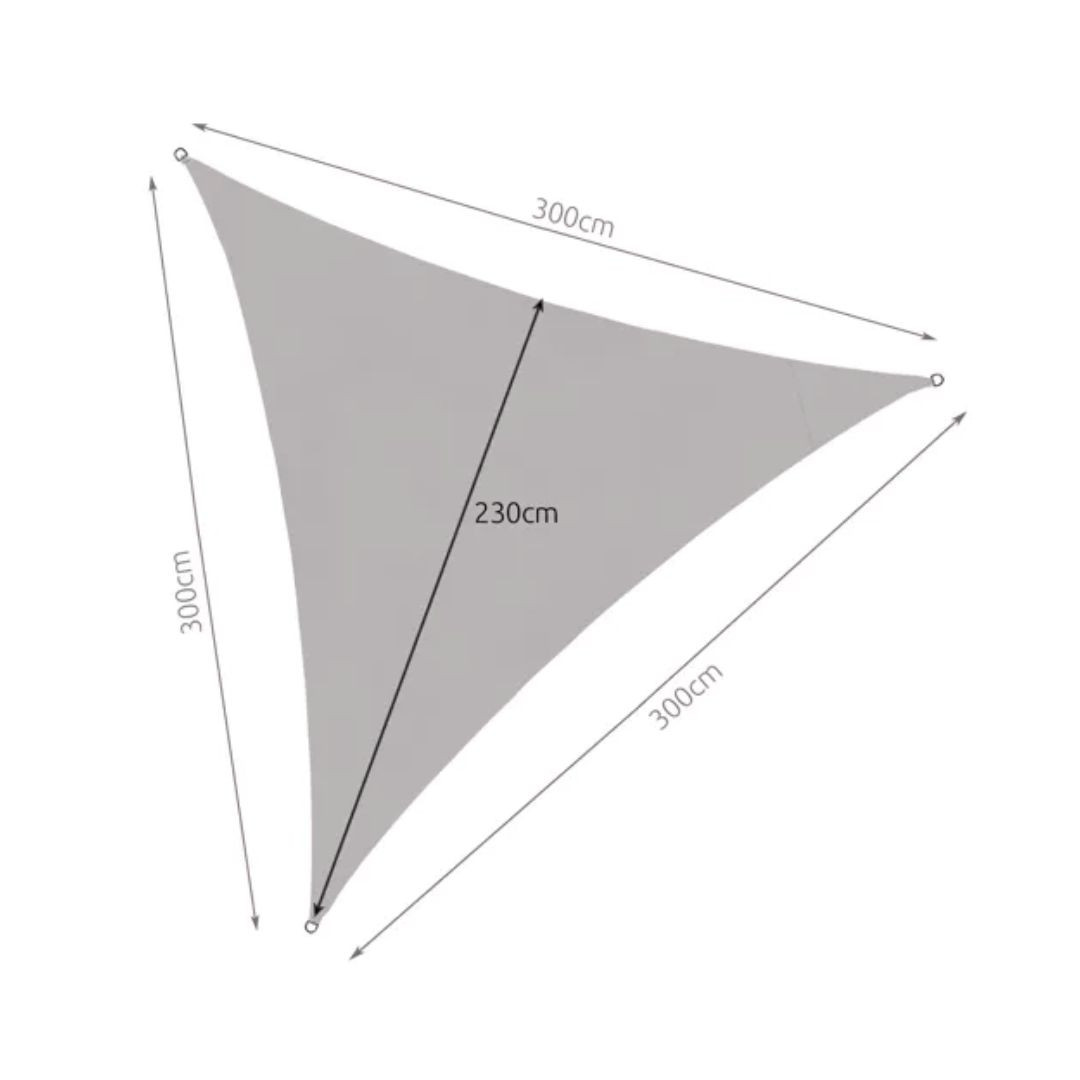 Senca trikotna v obliki jadra 3 x 3 x 3 m siva