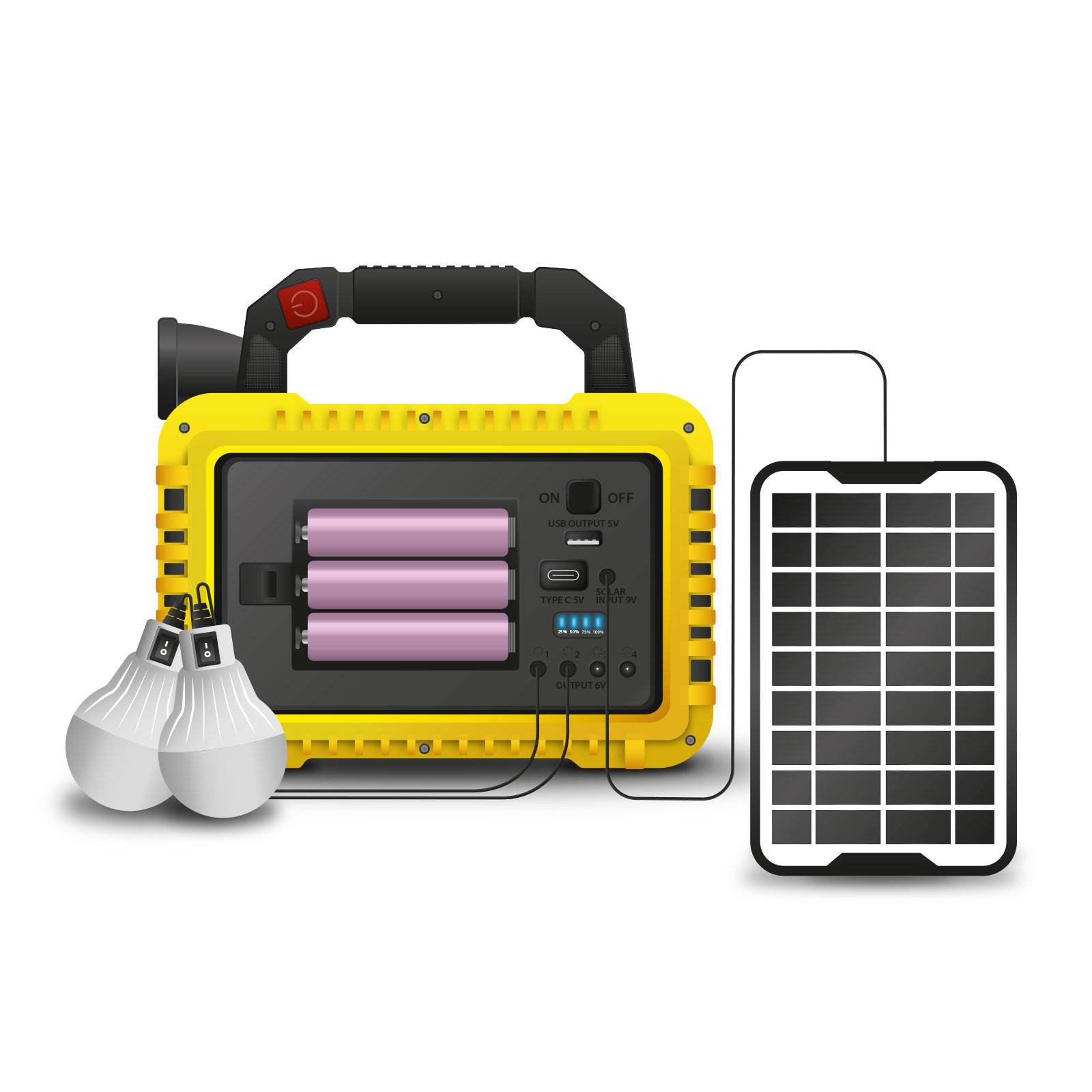 Multifunkcijska svetilka s solarnim panelom USB-C 6 načinov delovanja 800lm s powerbank funkcijo