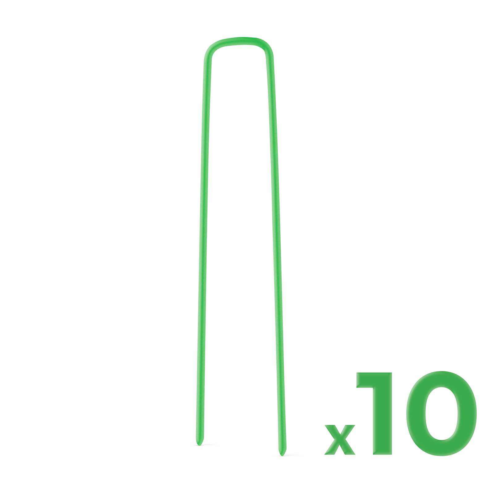 10x kovinski zatič za geotex folijo proti plevelu, umetno travo ali zastirko zelen 3 x 15cm