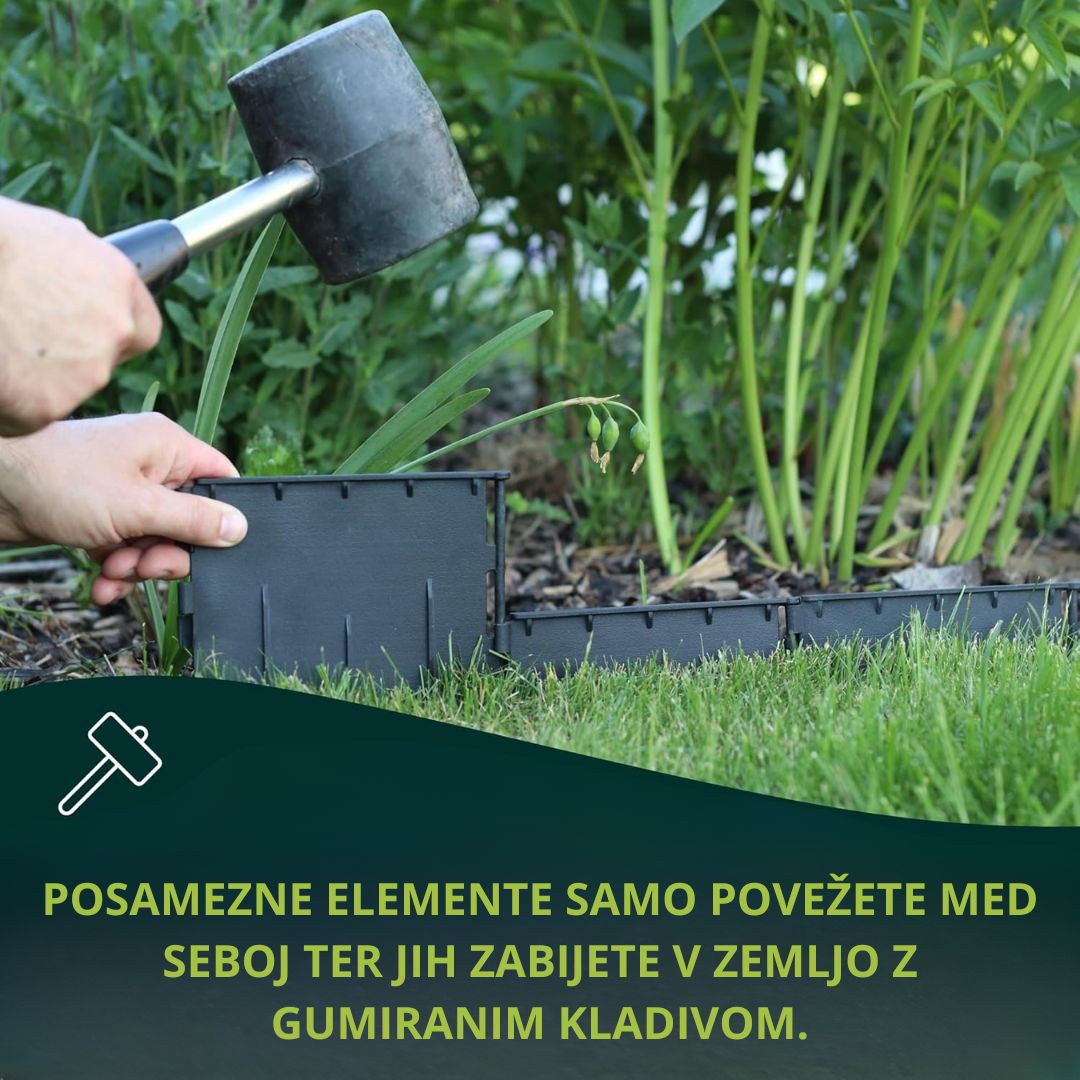 Inovativni robnik za trato iz trde plastike 7 kosov 107 cm