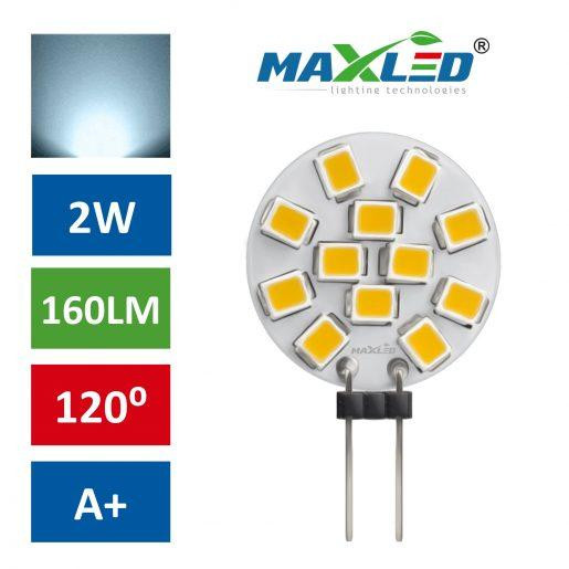 LED žarnica - sijalka G4 2W (15W) 12V hladno bela 6000K MAX-LED