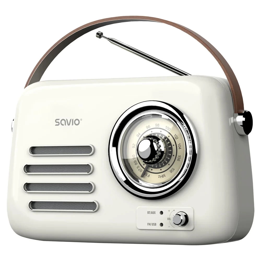 Prenosni RETRO radio bluetooth AUX s polnilno baterijo