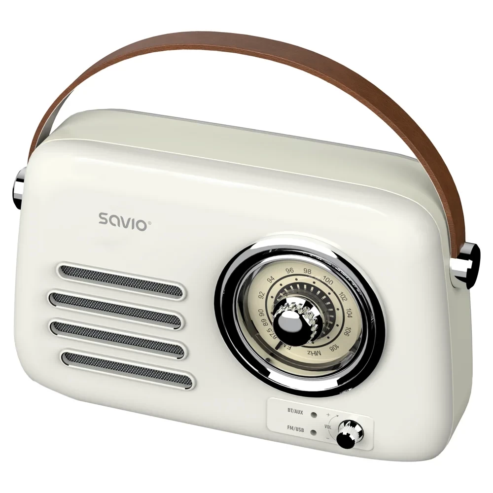 Prenosni RETRO radio bluetooth AUX s polnilno baterijo