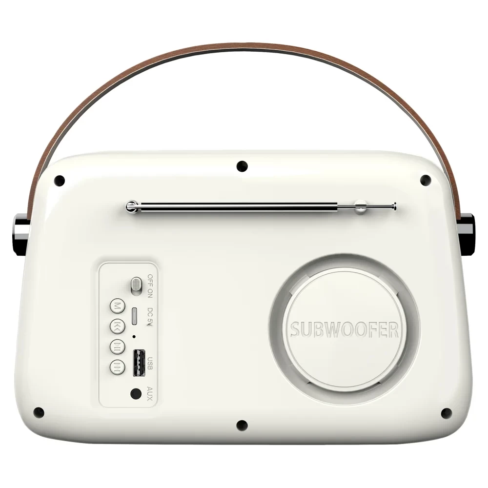 Prenosni RETRO radio bluetooth AUX s polnilno baterijo