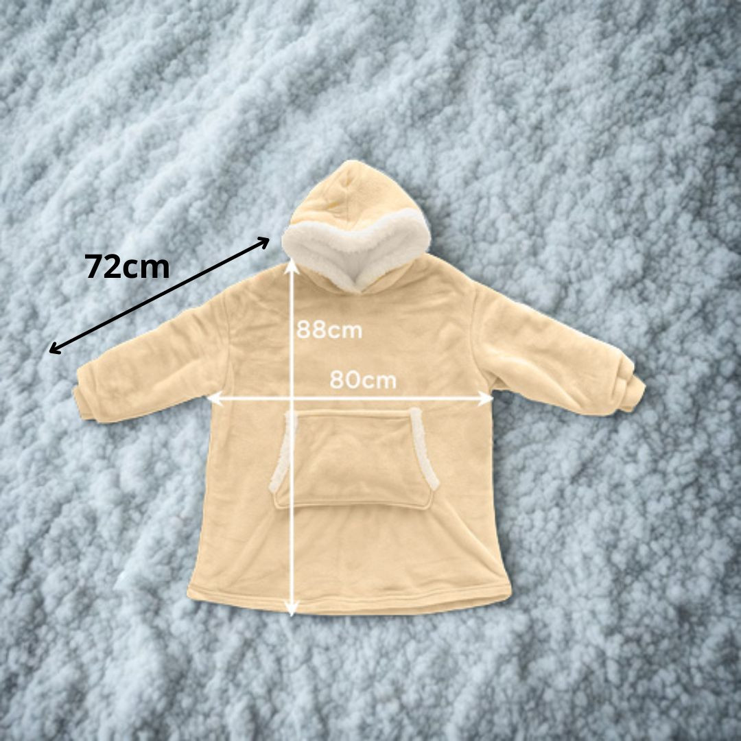 Topla pulover odeja s kapuco in rokavi - hoodie odeja bež