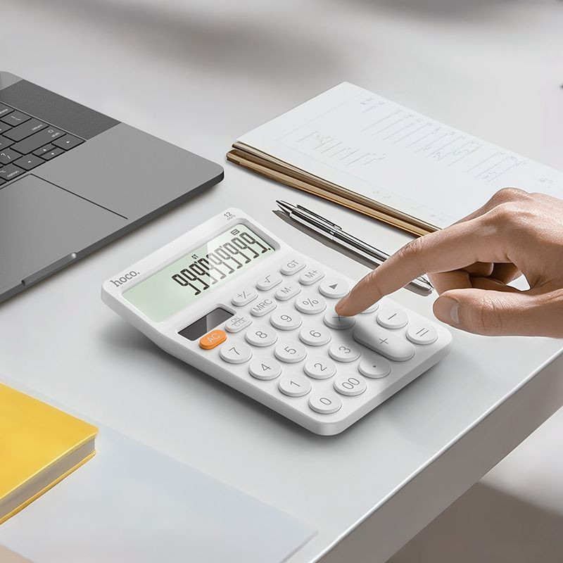 Digitalni kalkulator 12 mestni na dvojno napajanje bel