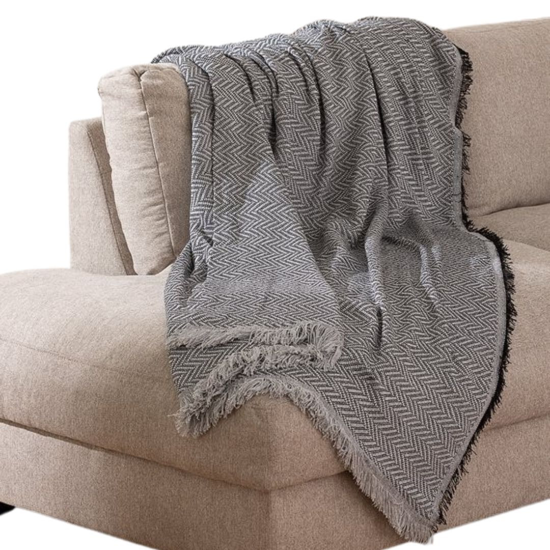 Pregrinjalo ali odeja iz recikliranega bombaža 230 x 260cm temno sivo