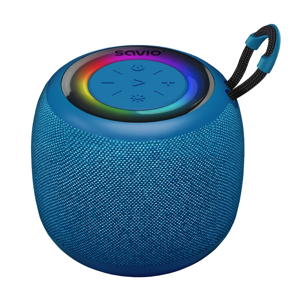 Bluetooth zvočnik 5W BT 5.0 moder z FM radiem, režo za spominsko kartico in ARGB osvetlitvijo