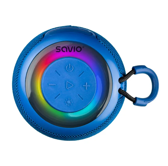 Bluetooth zvočnik 5W BT 5.0 moder z FM radiem, režo za spominsko kartico in ARGB osvetlitvijo