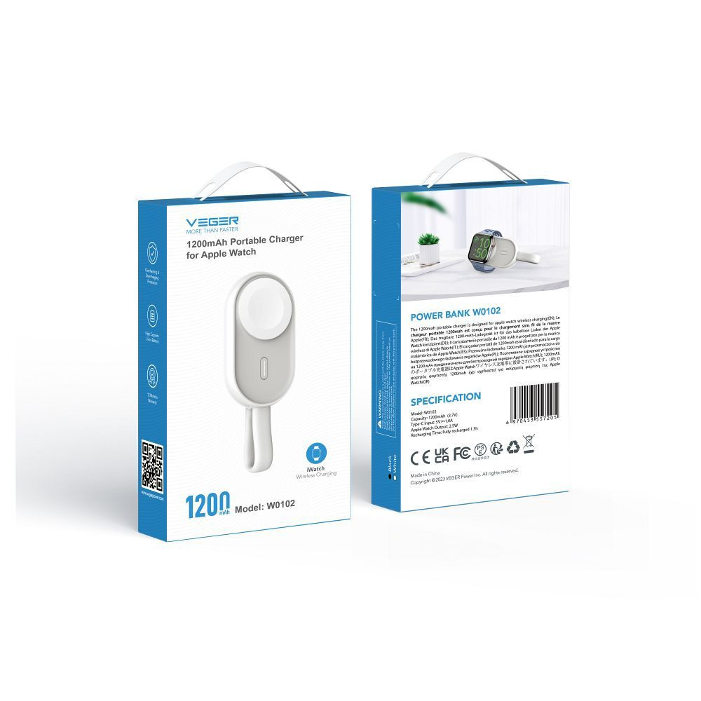 Powerbank polnilec za pametne ure Apple Watch in SAMSUNG Watch 1200mAh