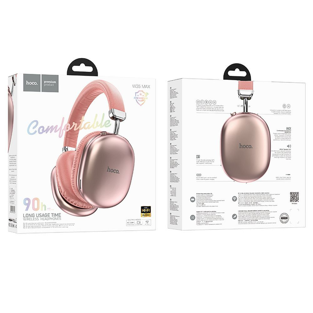 Naglavne brezžične bluetooth 5.3 slušalke do 90 ur delovanja BT/TF/AUX roza