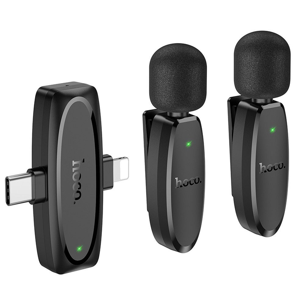 Lavalier dvojni brezžični mikrofon USB-C + Lightning s sponko