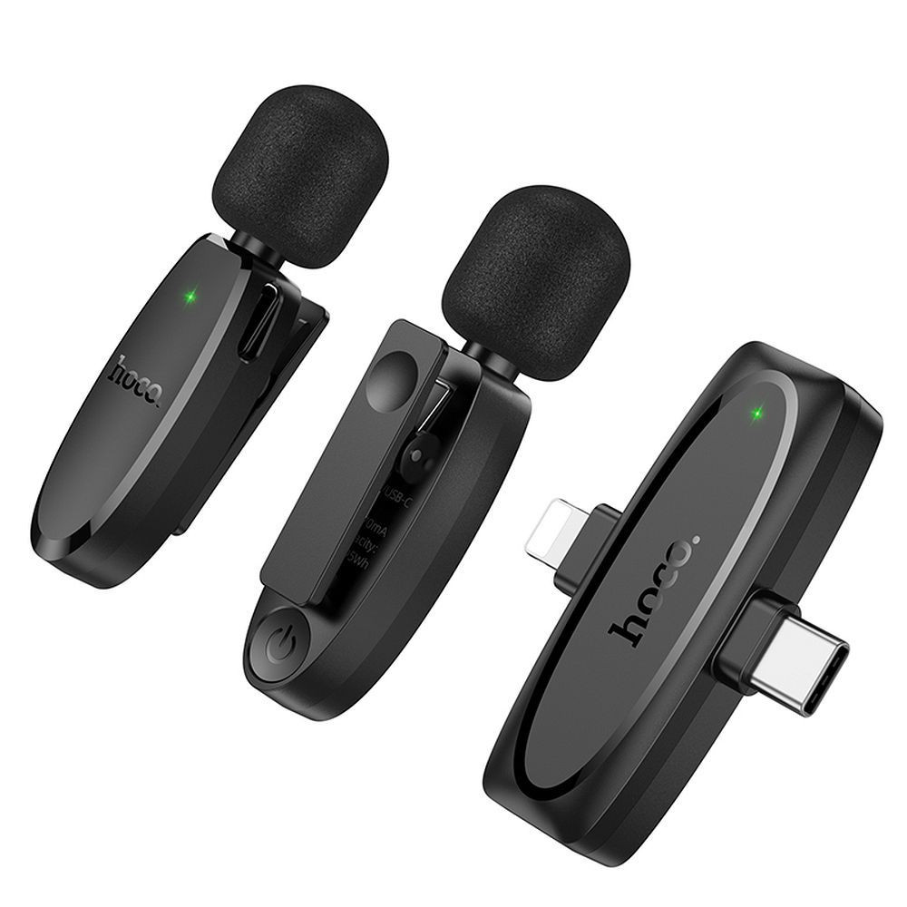 Lavalier dvojni brezžični mikrofon USB-C + Lightning s sponko
