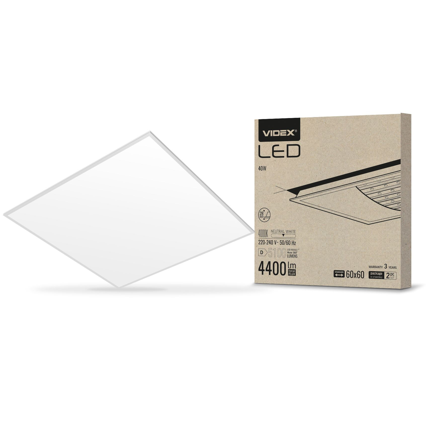 LED panel 40W 60x60cm 4000K