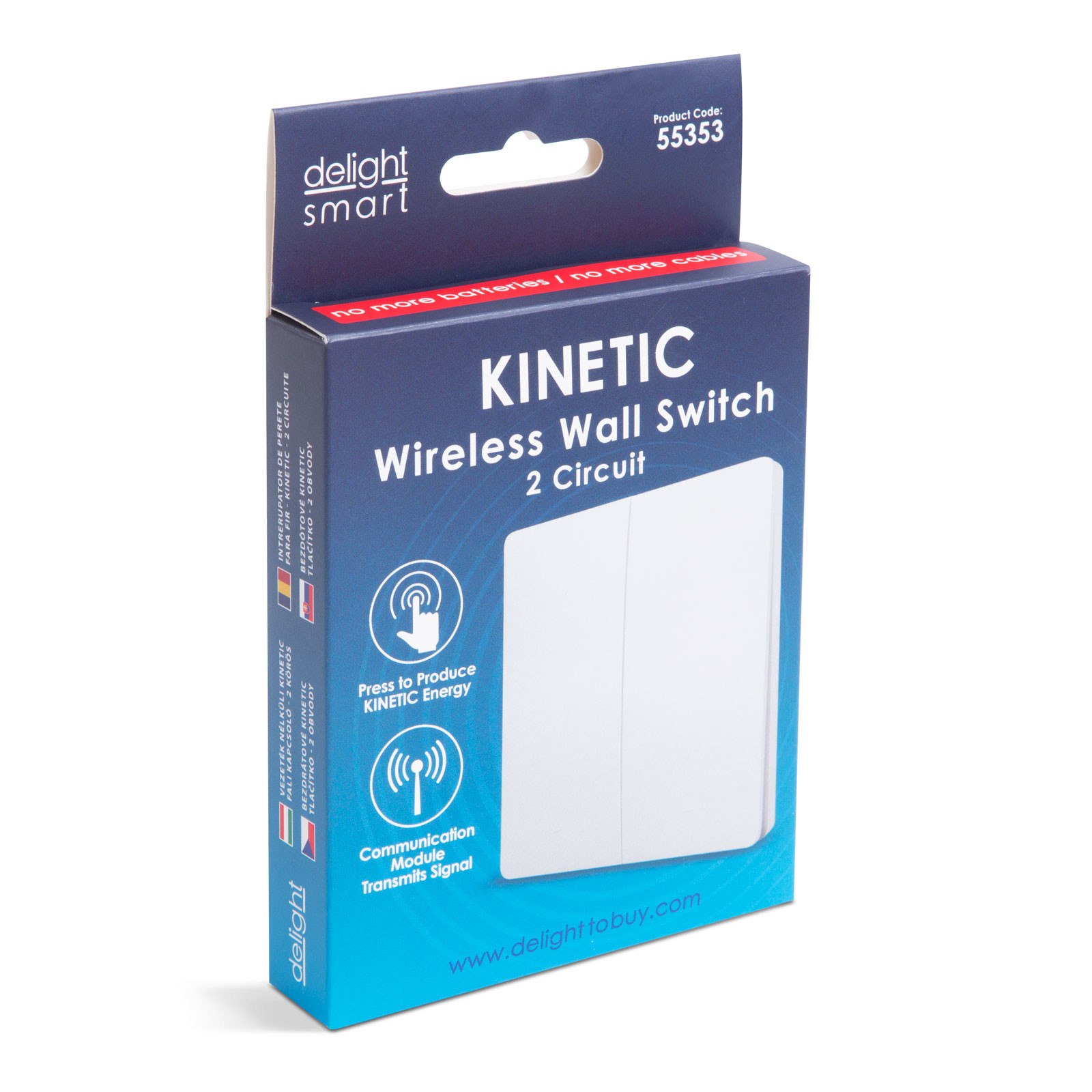 Brezžično stikalo KINETIC brez baterij 433 Mhz dvojno belo