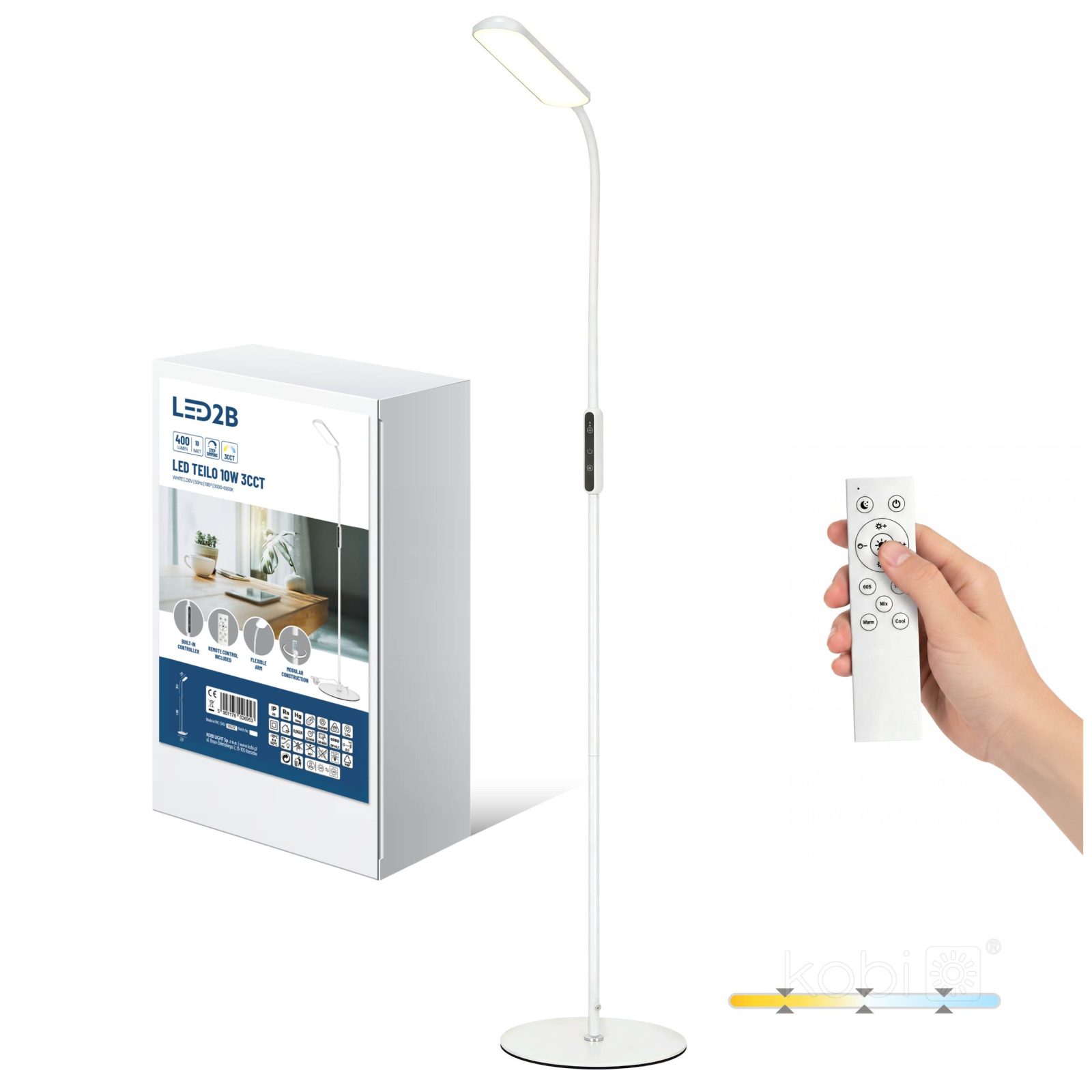 LED stoječa talna svetilka 10W 3CCT bela