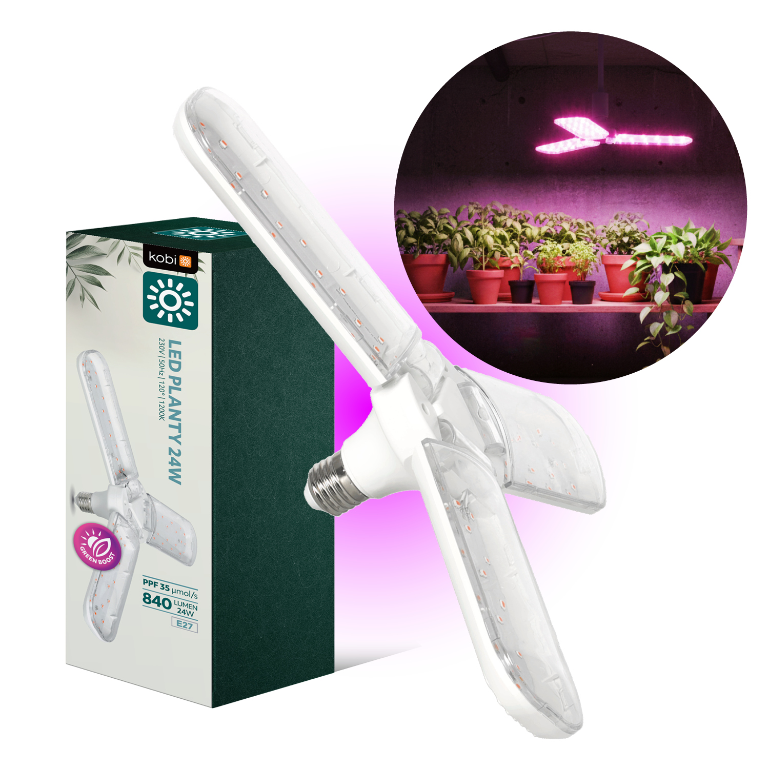 LED GROW LAMP svetilka za rast rastlin E27 24W