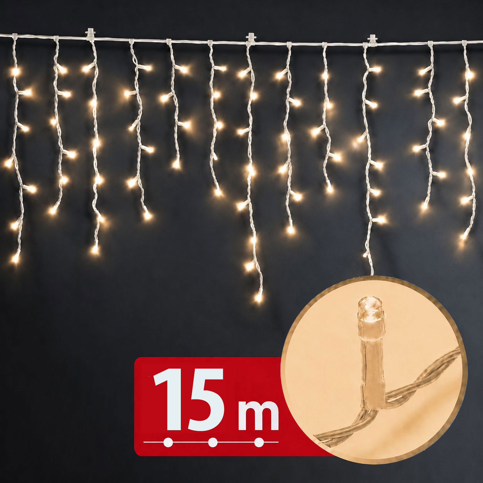 LED veriga - zavesa 15m toplo bela 600 LED 100-240V