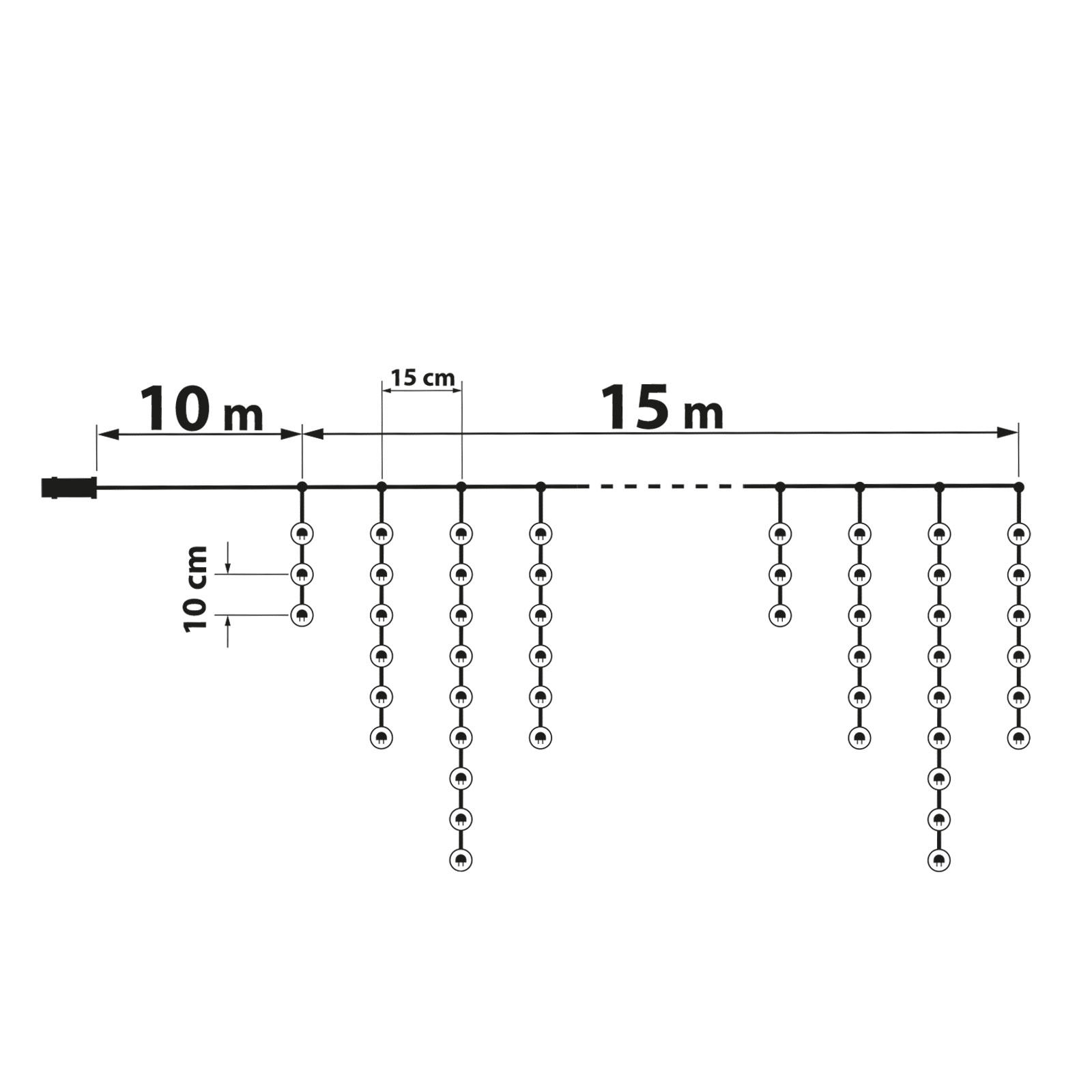 LED veriga - zavesa 15m toplo bela 600 LED 100-240V