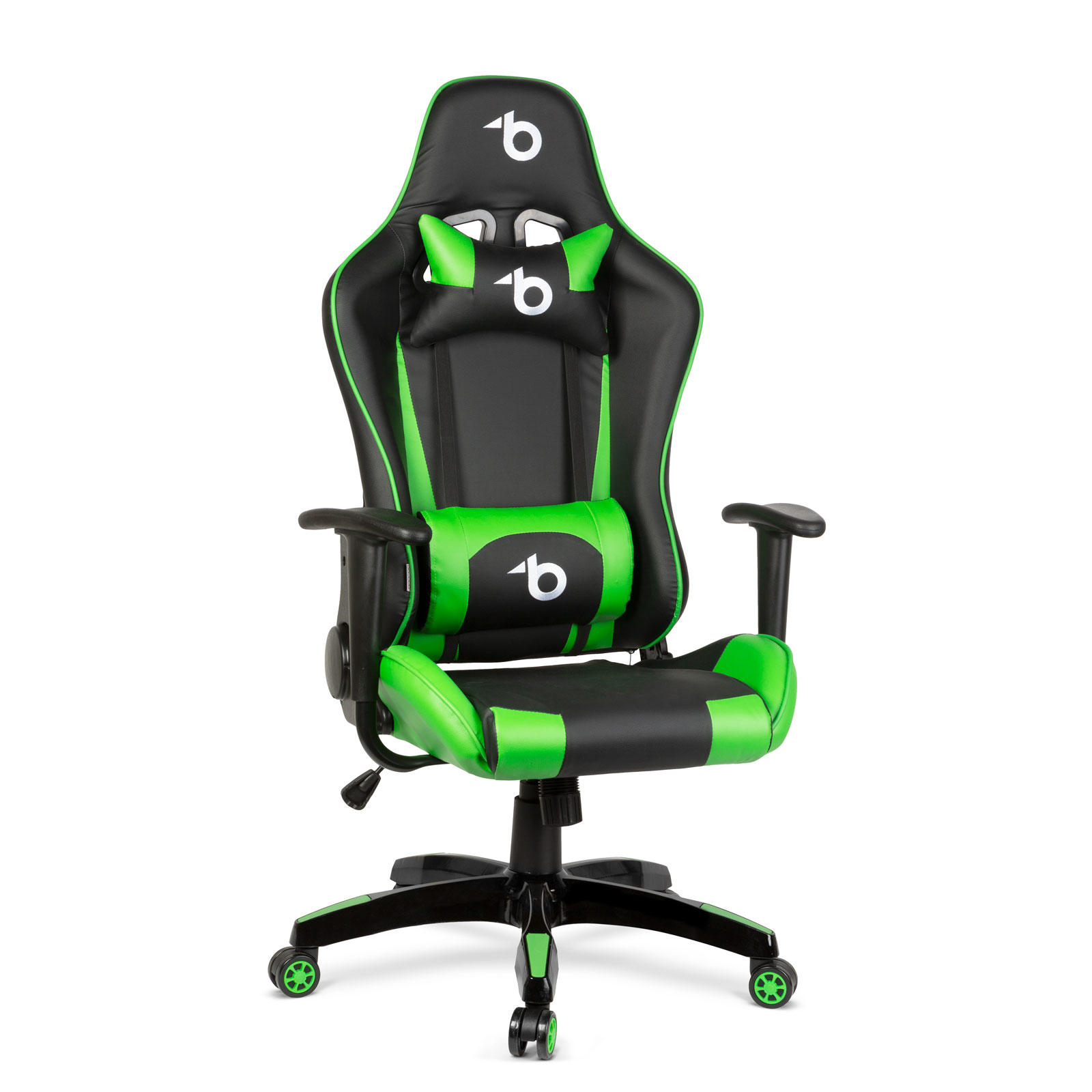 Igričarski gamerski stol z blazino za pas in glavo - zelena