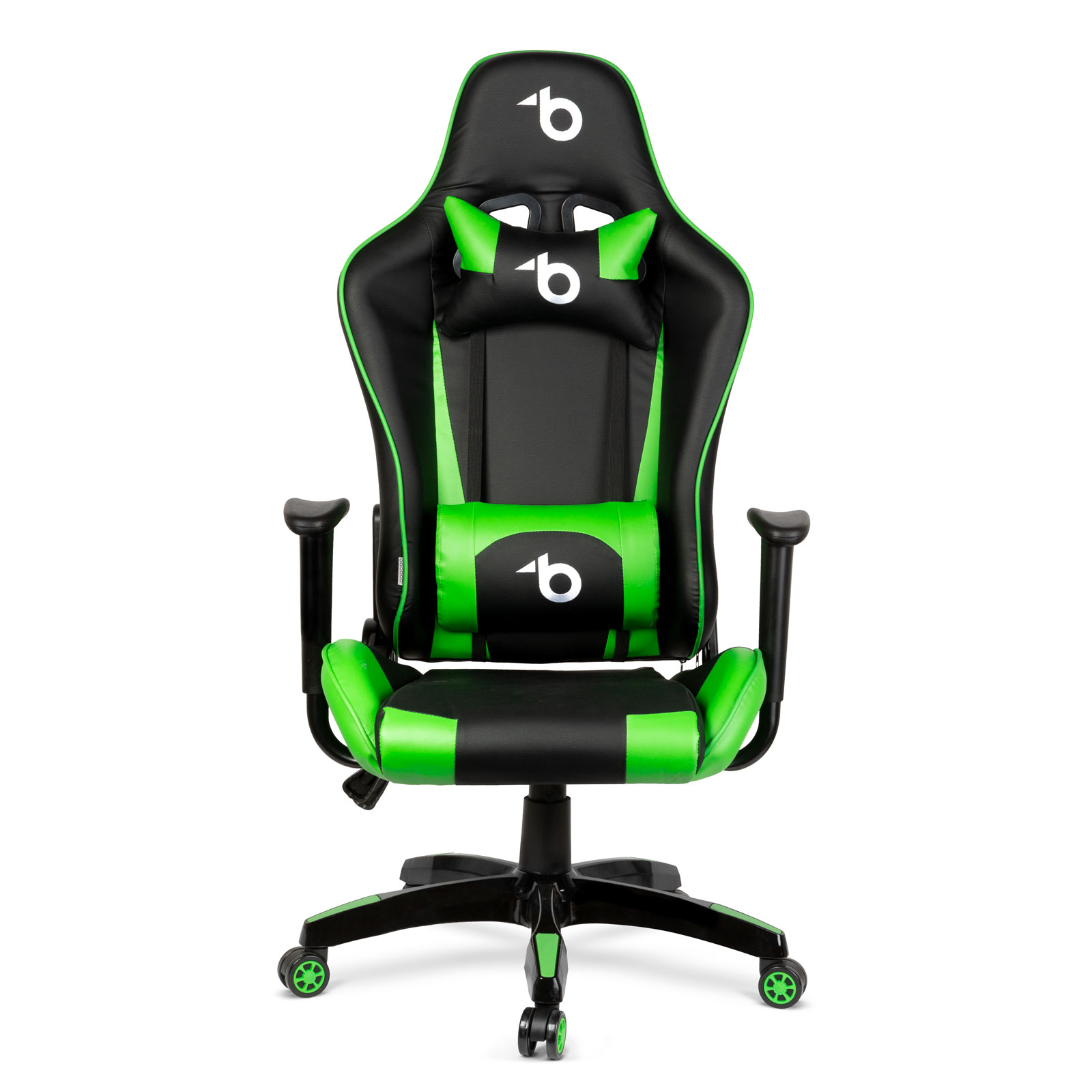 Gamer chair - with waist and head pillow - green