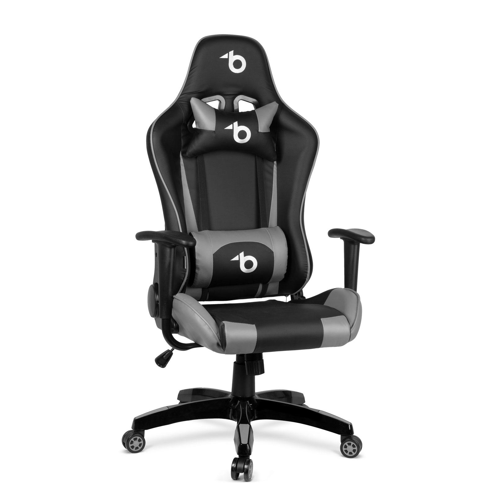 Igričarski gamerski stol z blazino za pas in glavo - siva