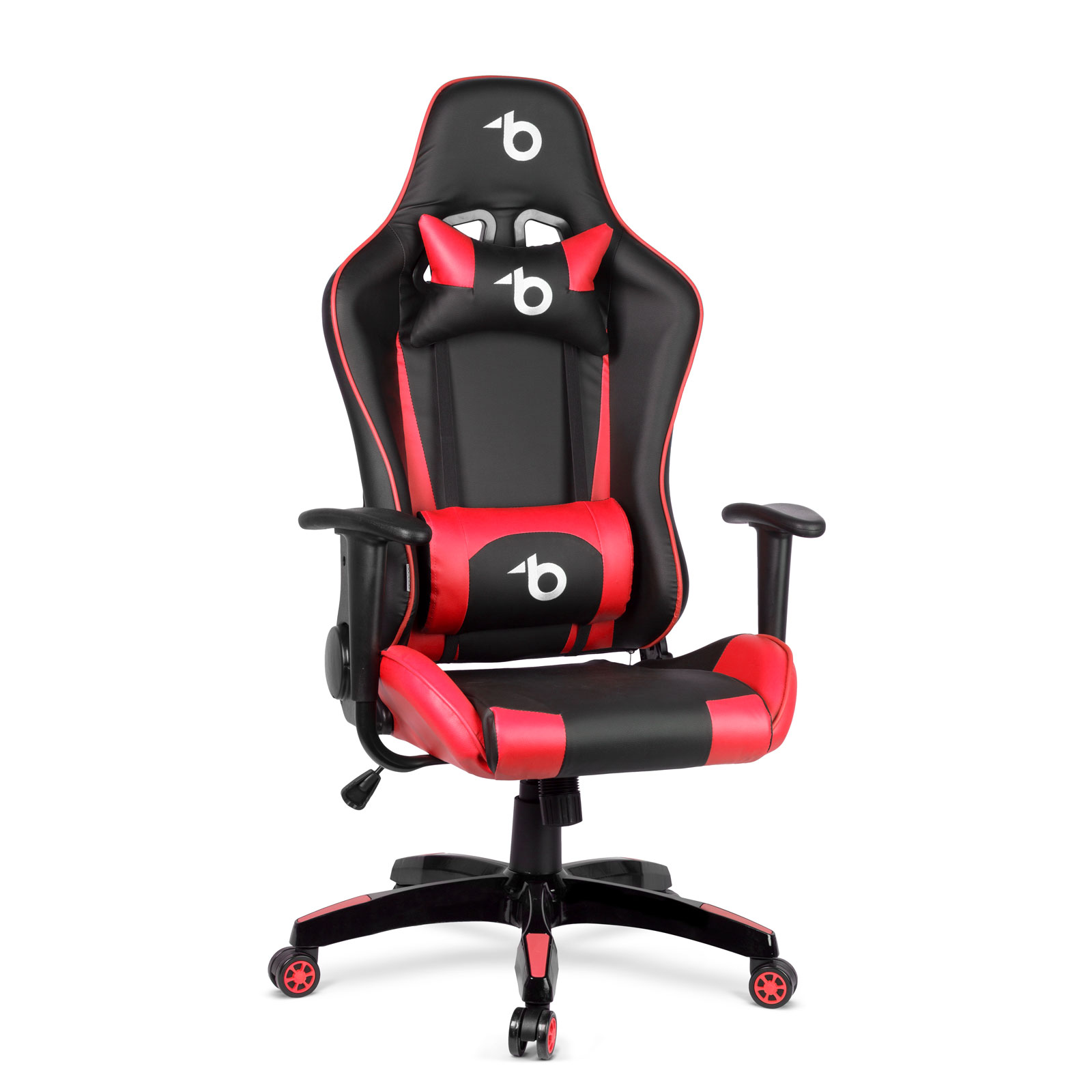 Igričarski gamerski stol z blazino za pas in glavo - rdeča