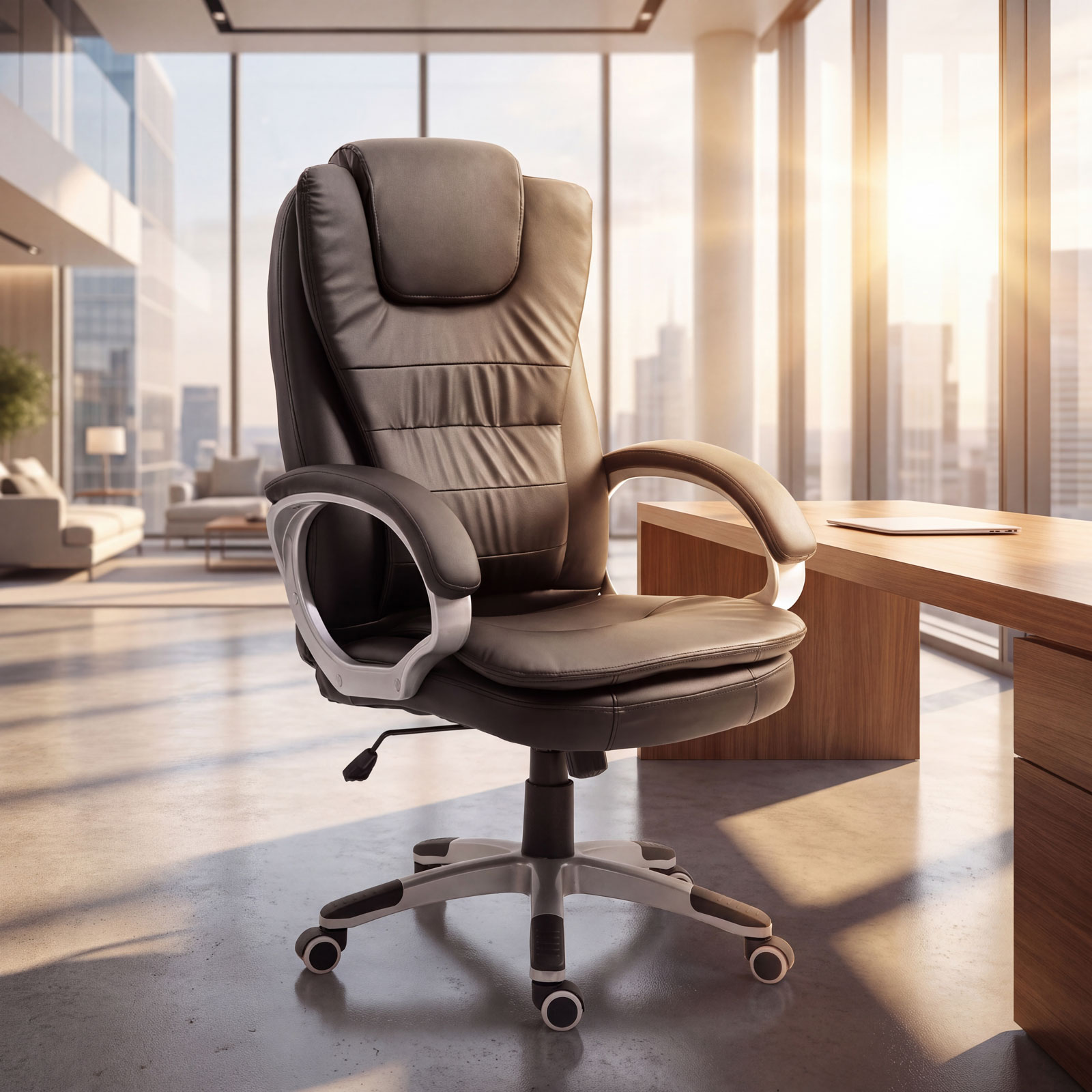 Office leather swivel chair - black