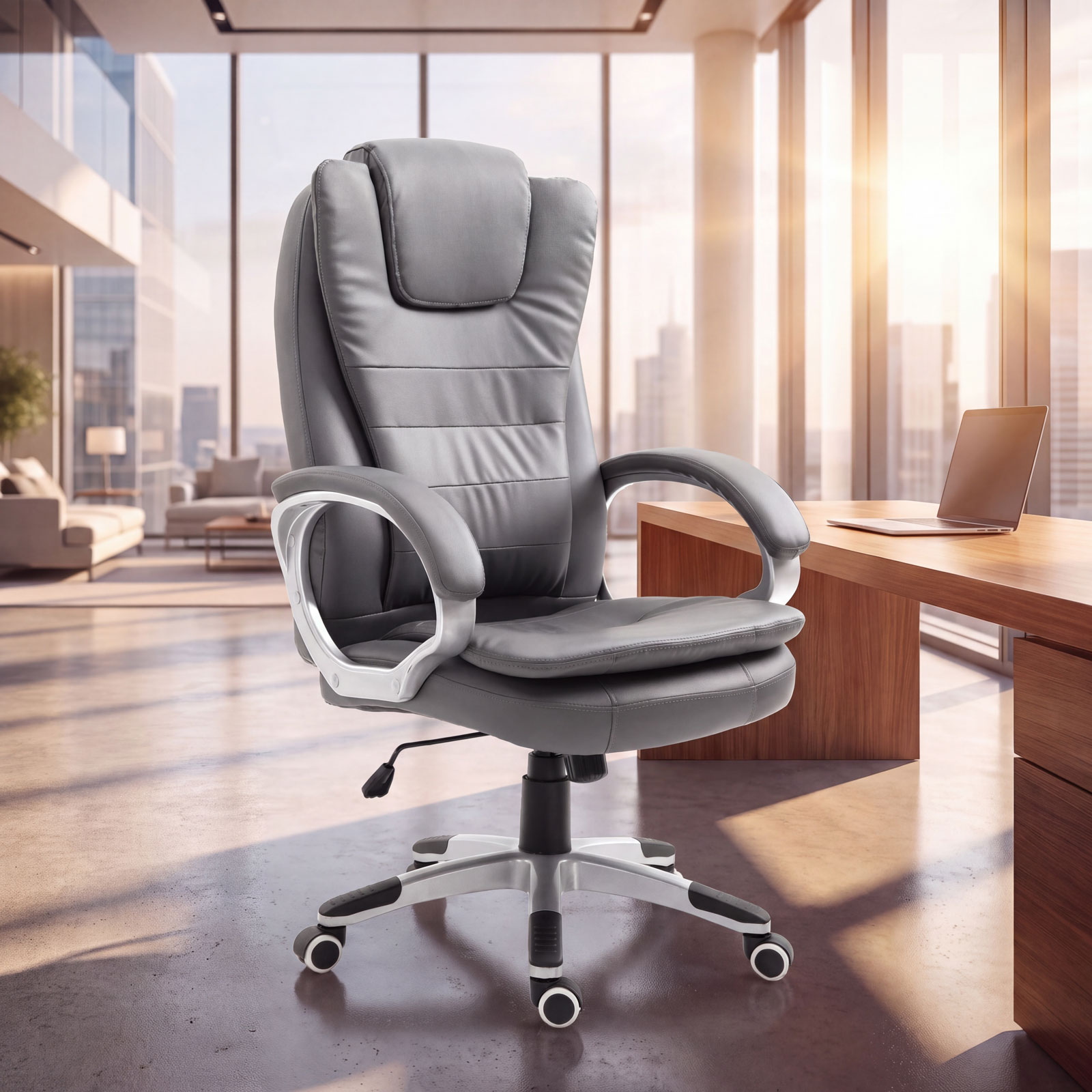 Office leather swivel chair - Gray