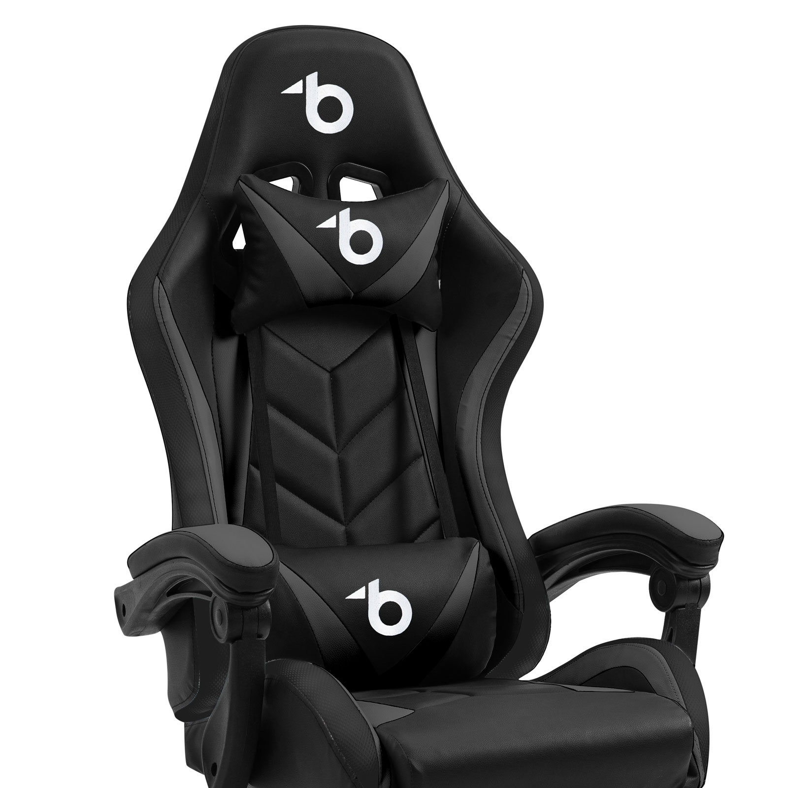 RGB LED gamer chair with cushion and armrests - black