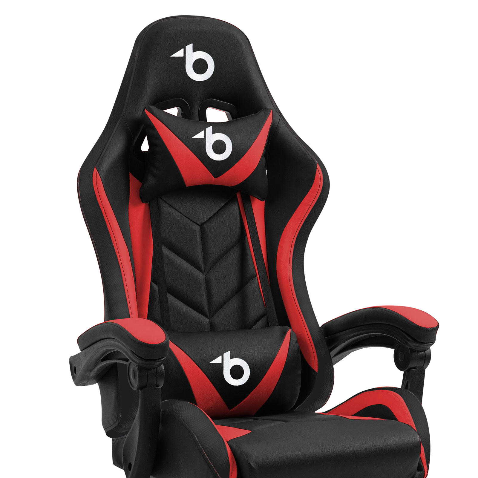 RGB LED gamer chair with cushion and armrests - black / red