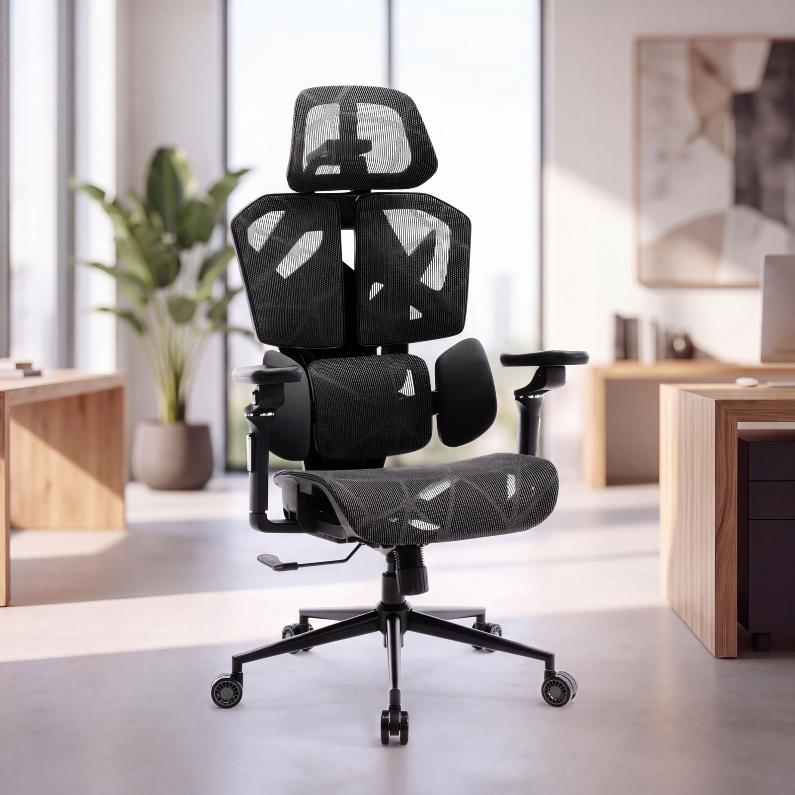 TitanMesh Pro office swivel chair with side cushions - black - 119 x 72 x 73 cm