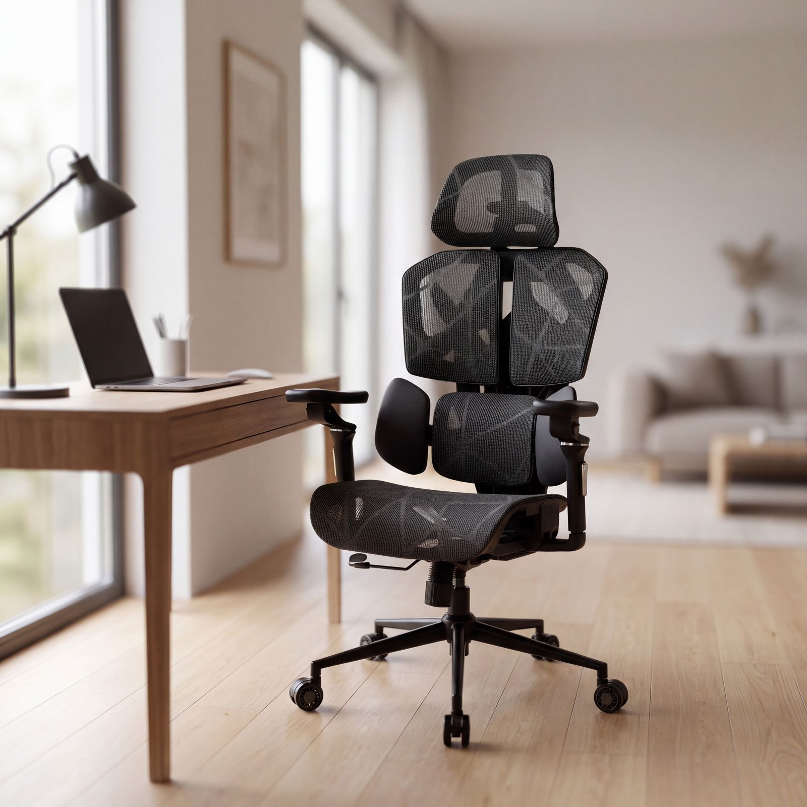 TitanMesh Pro office swivel chair with side cushions - black - 119 x 72 x 73 cm