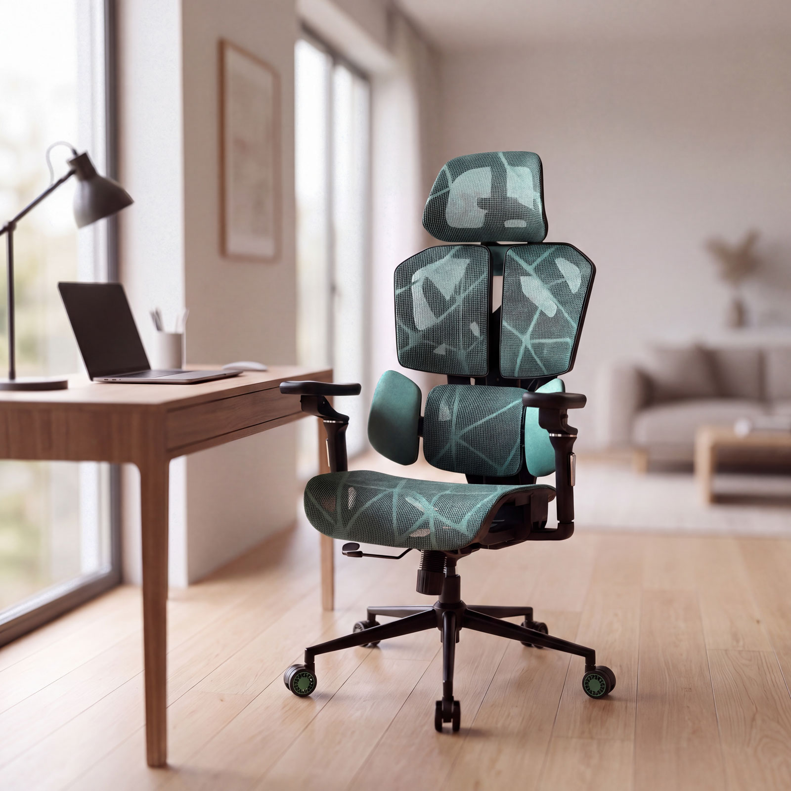 TitanMesh Pro office swivel chair with side cushions - mint - 119 x 72 x 73 cm