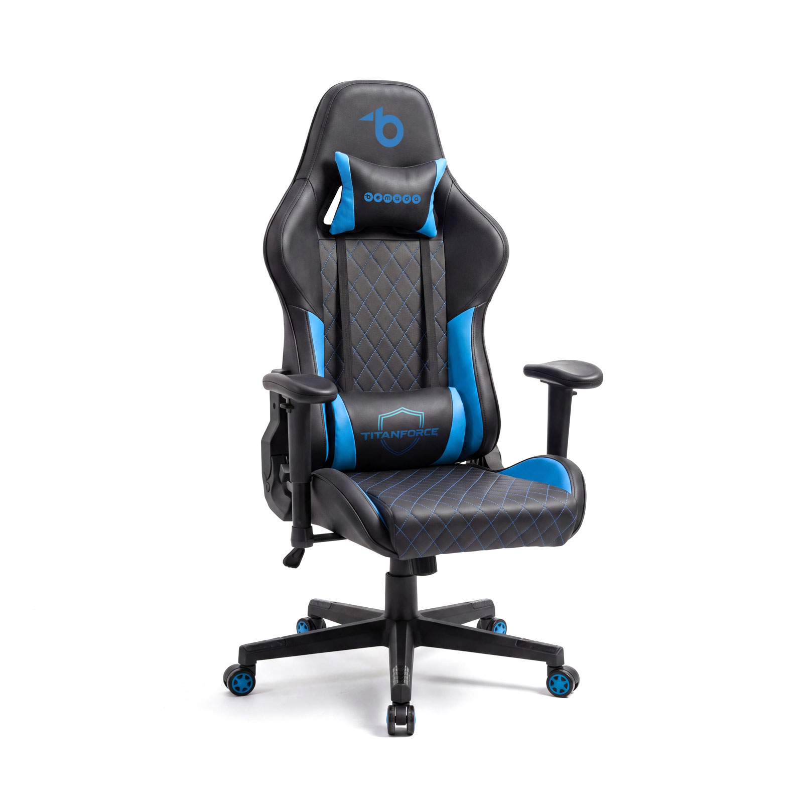 Igričarski gamerski stol TitanForce z blazinami - črna/modra - 122 x 65 x 53 cm