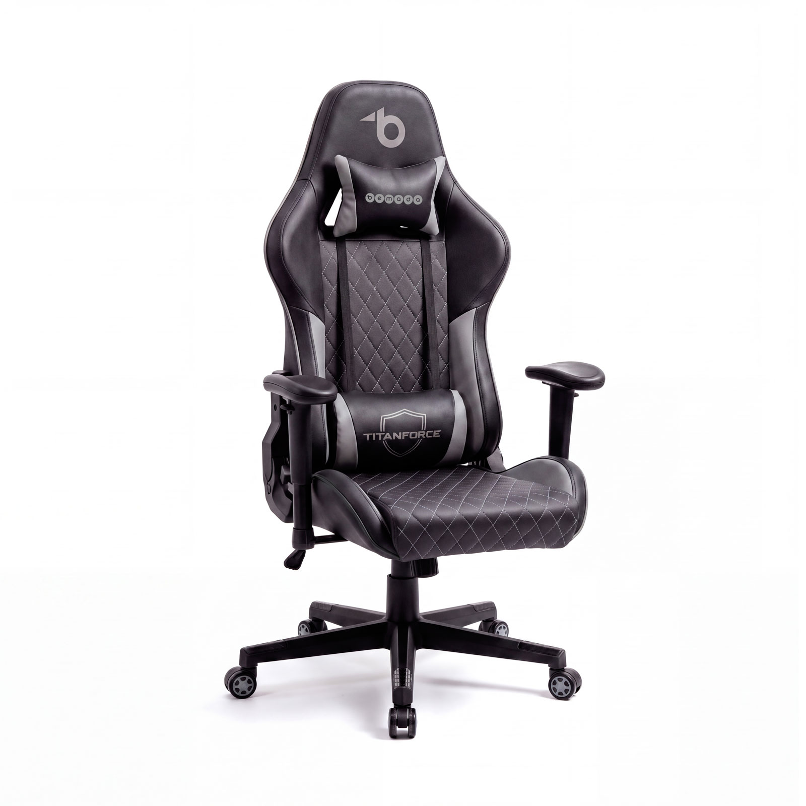 Igričarski gamerski stol TitanForce z blazinami - črna/siva - 122 x 65 x 53 cm