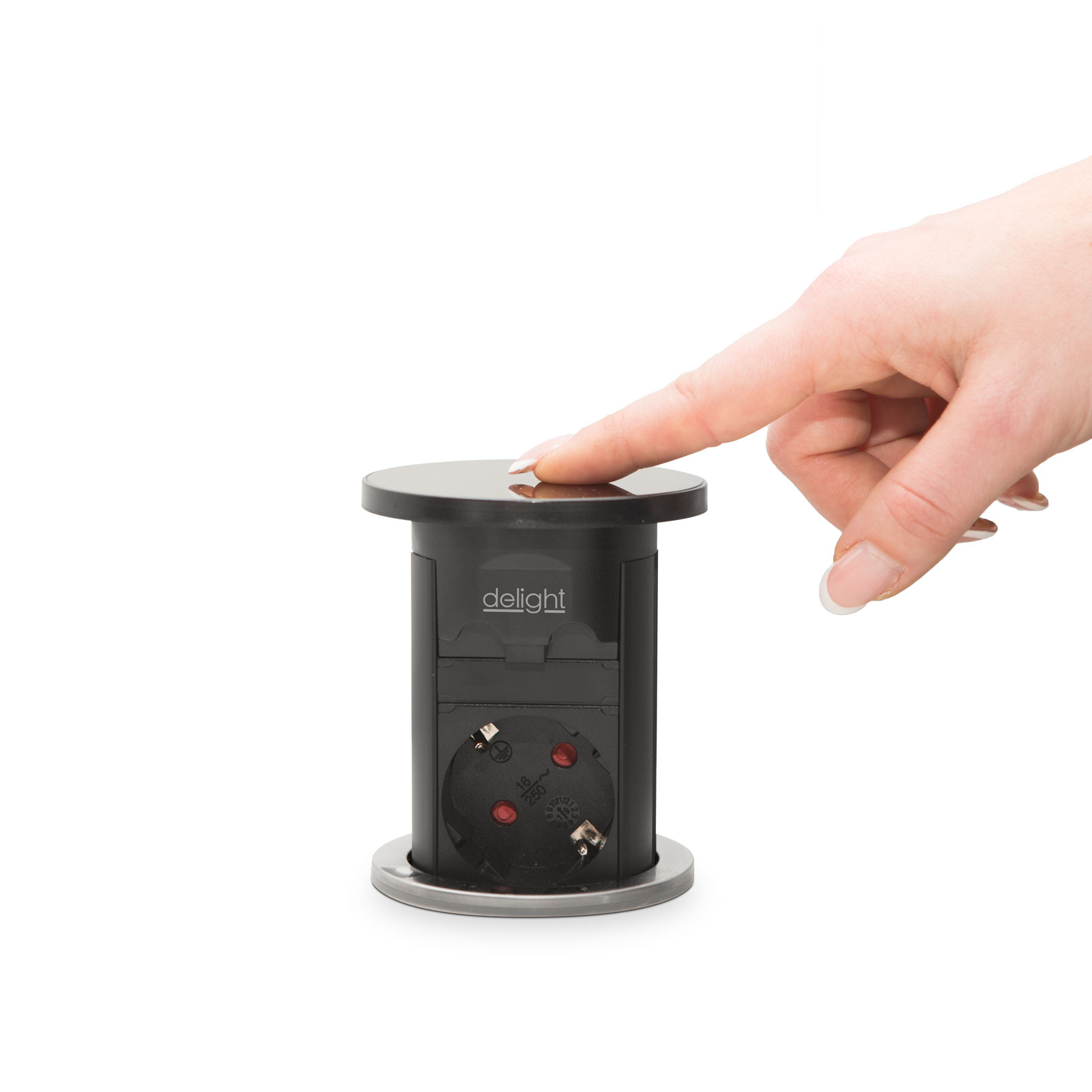 Pop-up power socket - black
