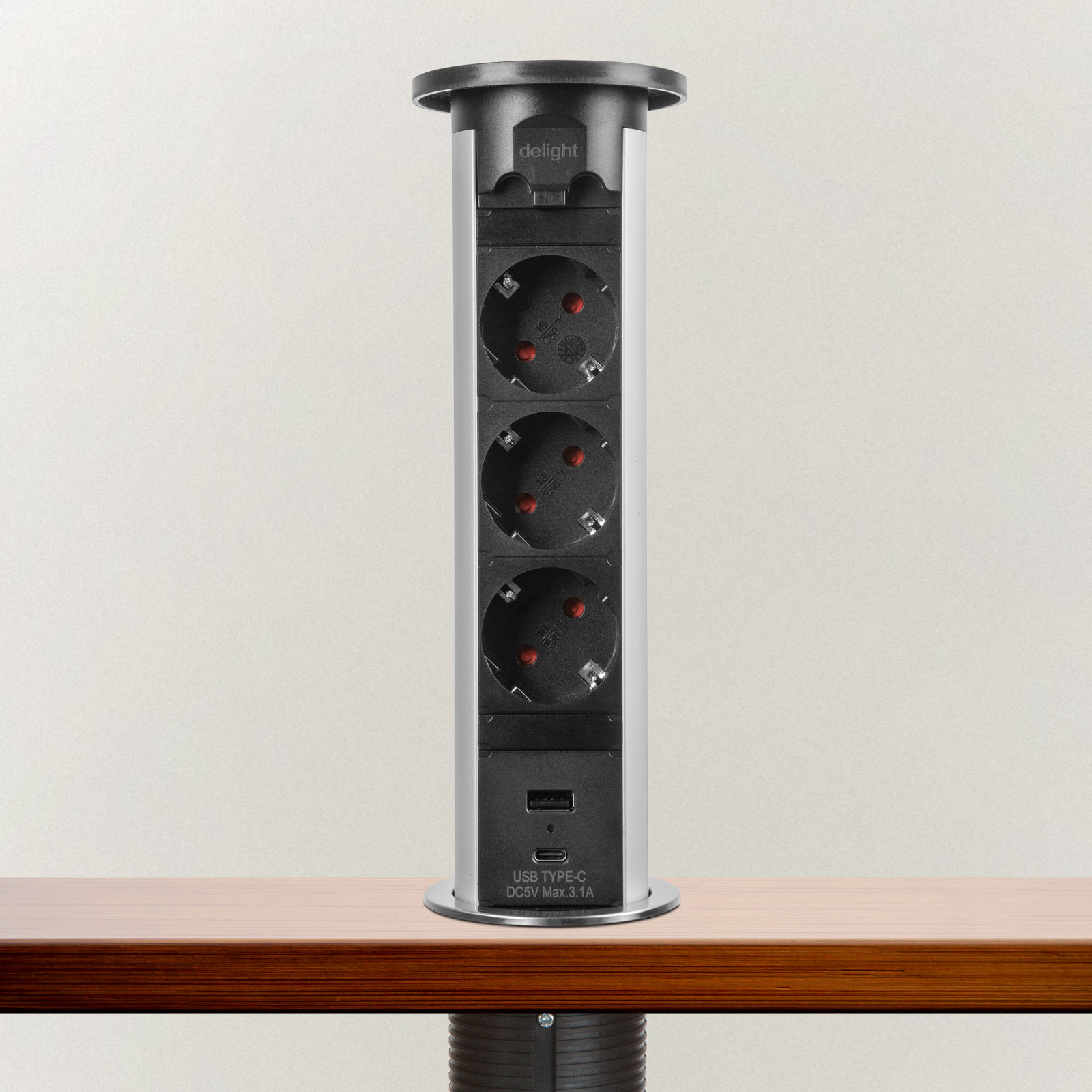 Pop-up power socket - silver