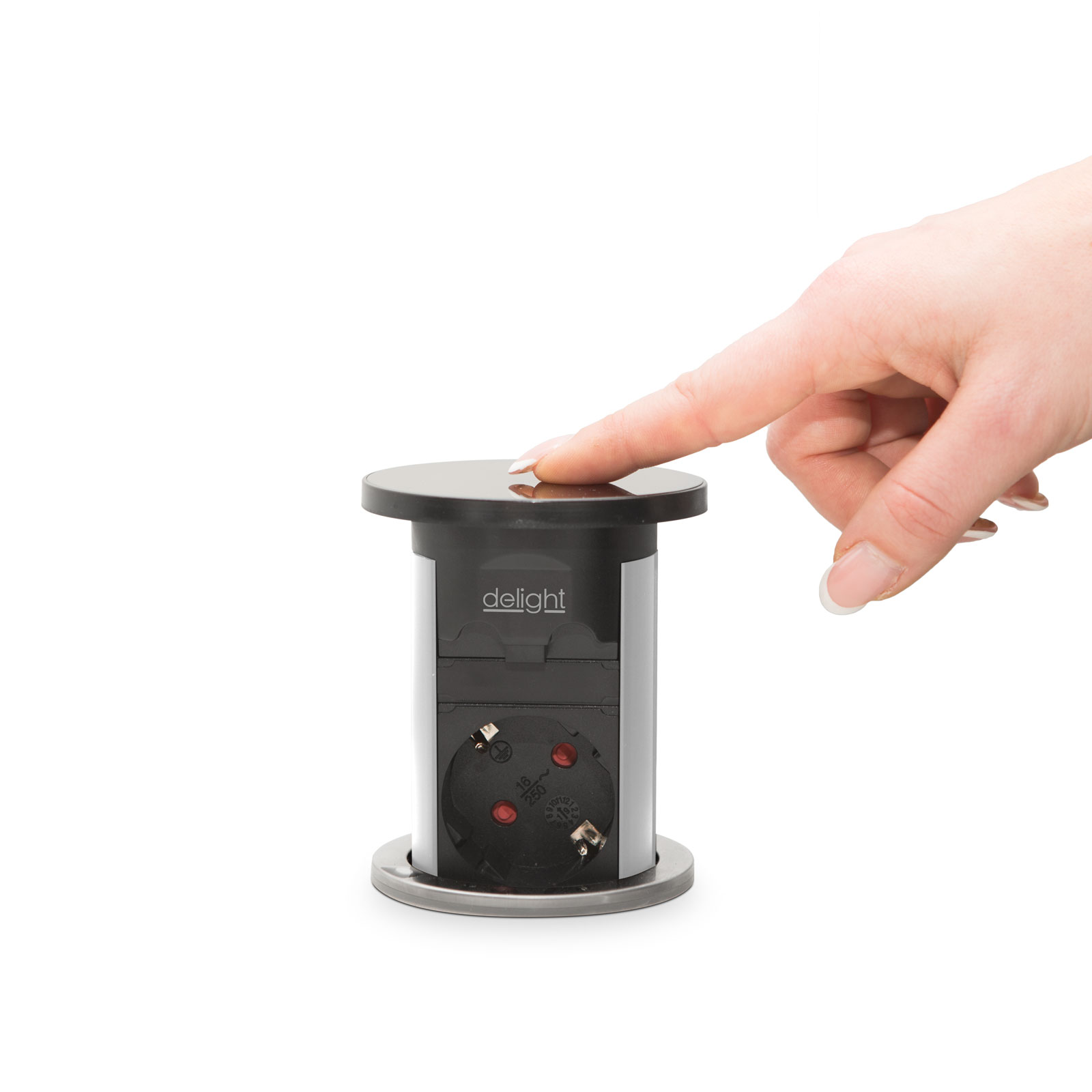 Pop-up power socket - silver