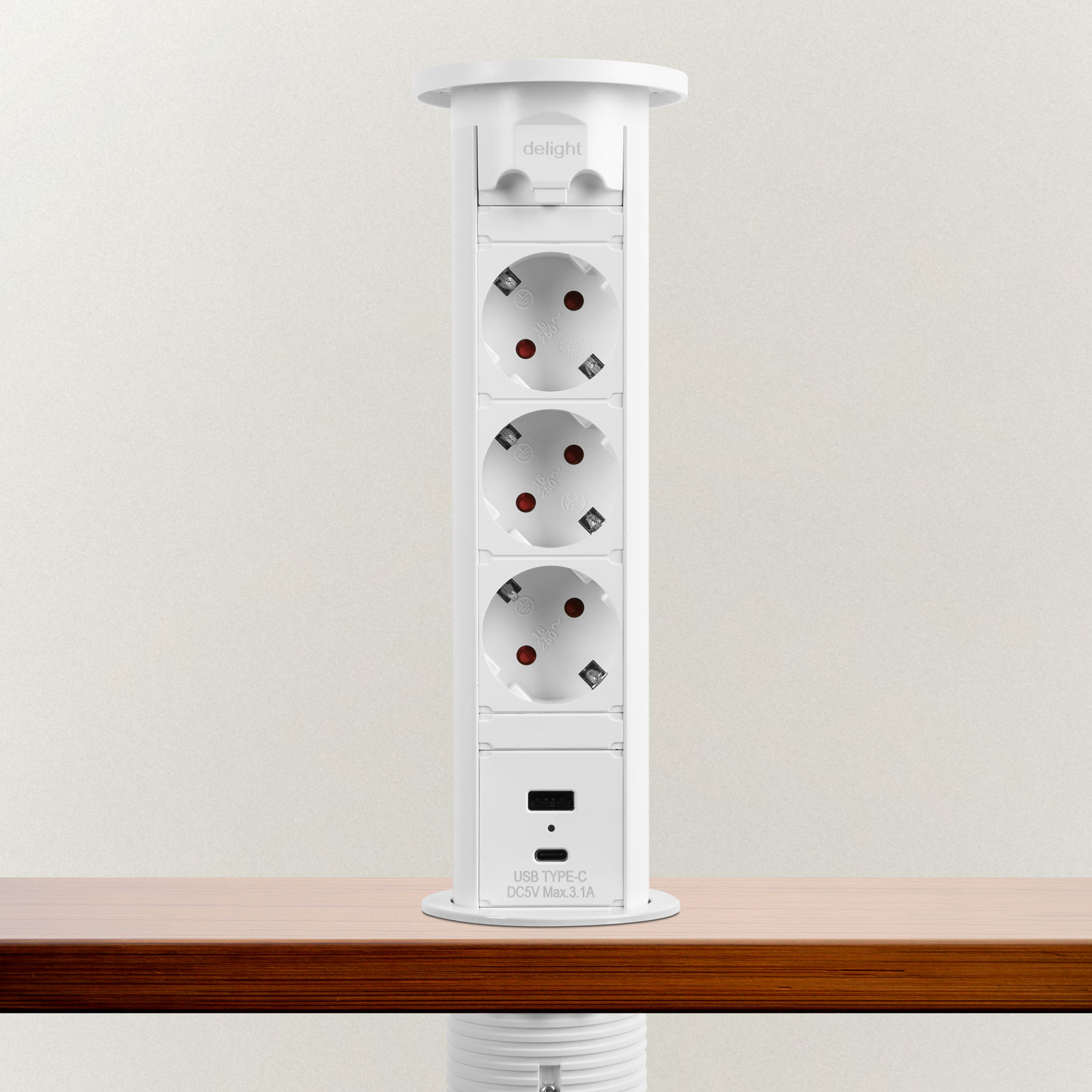 Pop-up power socket - white