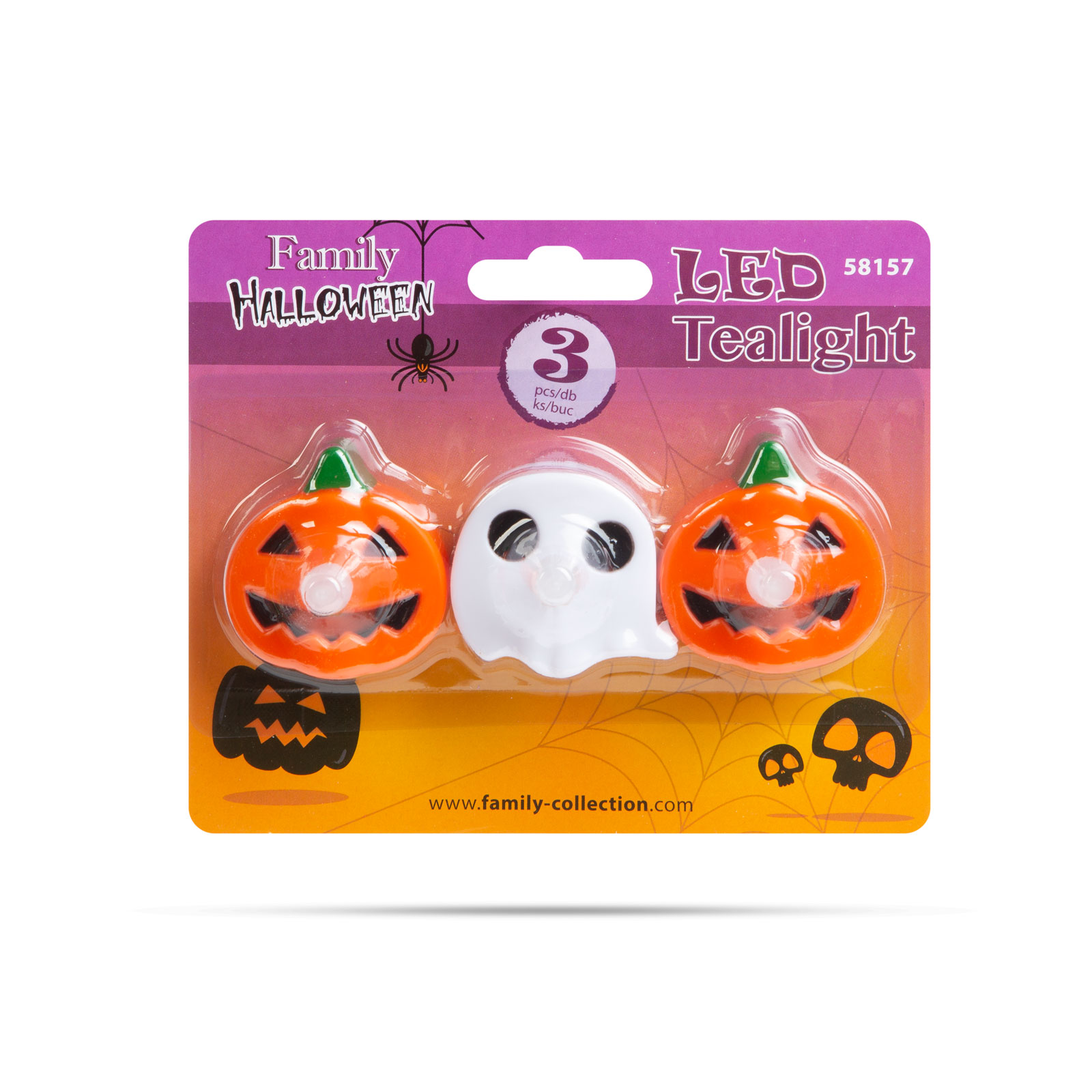 Set LED čajnih svečk z motivom za noč čarovnic - Halloween 3 kosi