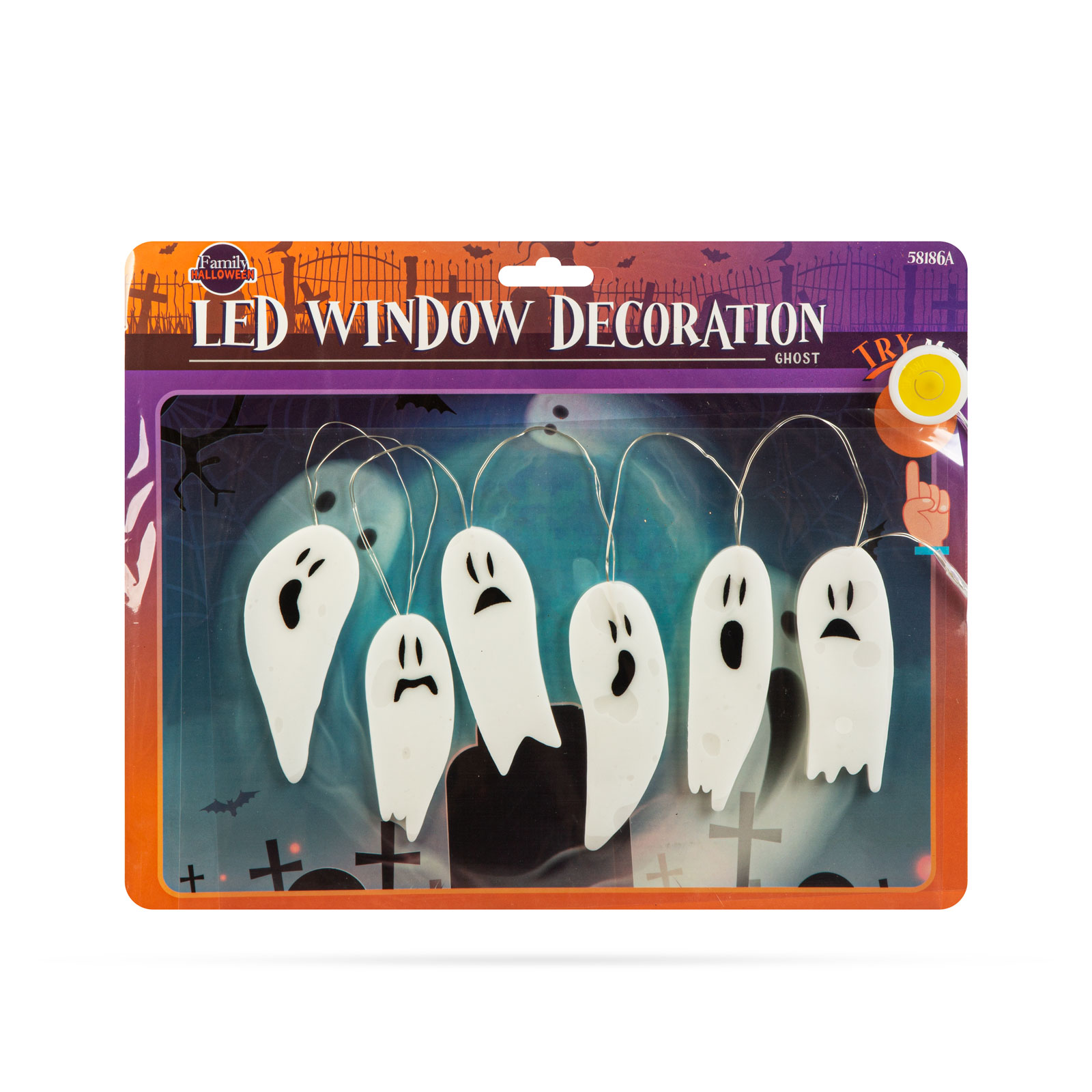 LED gel dekoracija za na okno duhci za noč čarovnic - Halloween 85cm