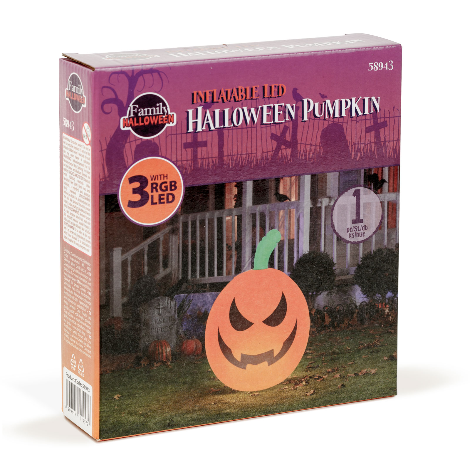 Npihljiva buča za noč čarovnic - Halloween z RGB LED osvetlitvijo 40cm